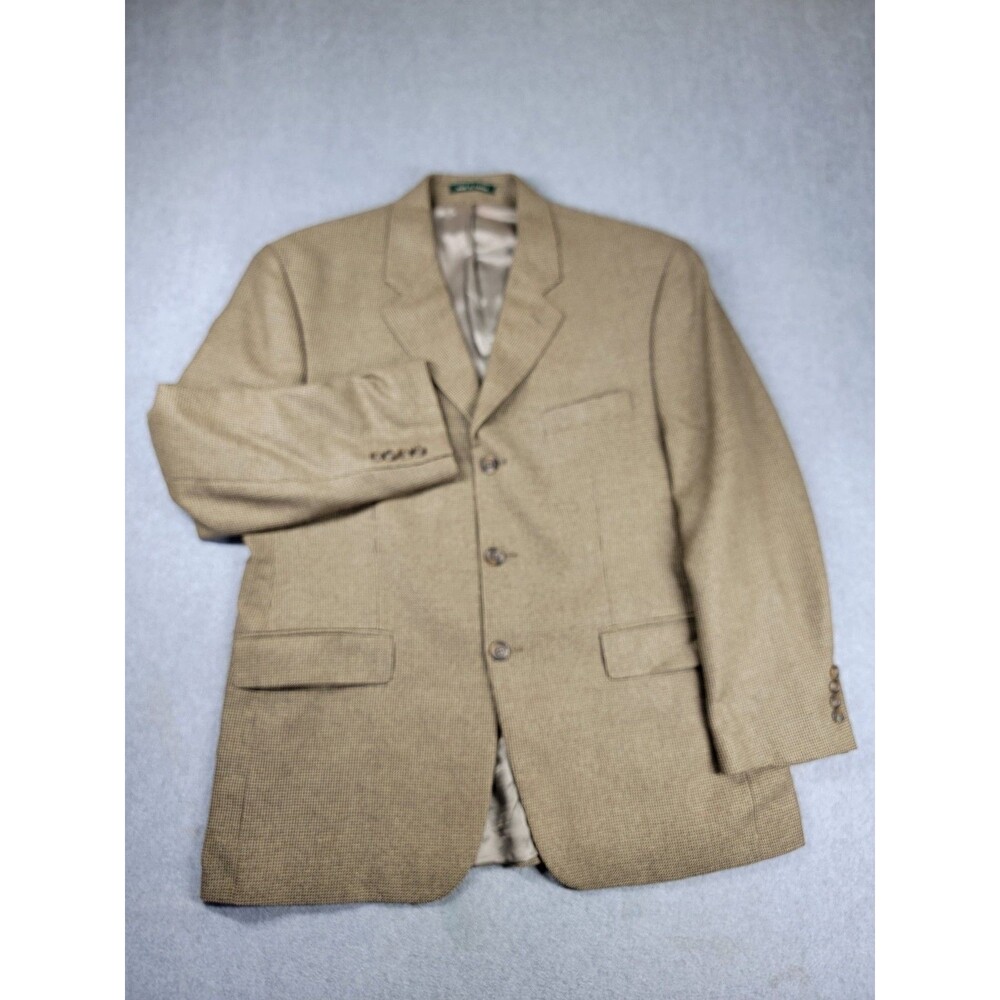 LRL Ralph Lauren Blazer Sport Coat Mens 42 R Brown Houndstooth Silk Wool Canada